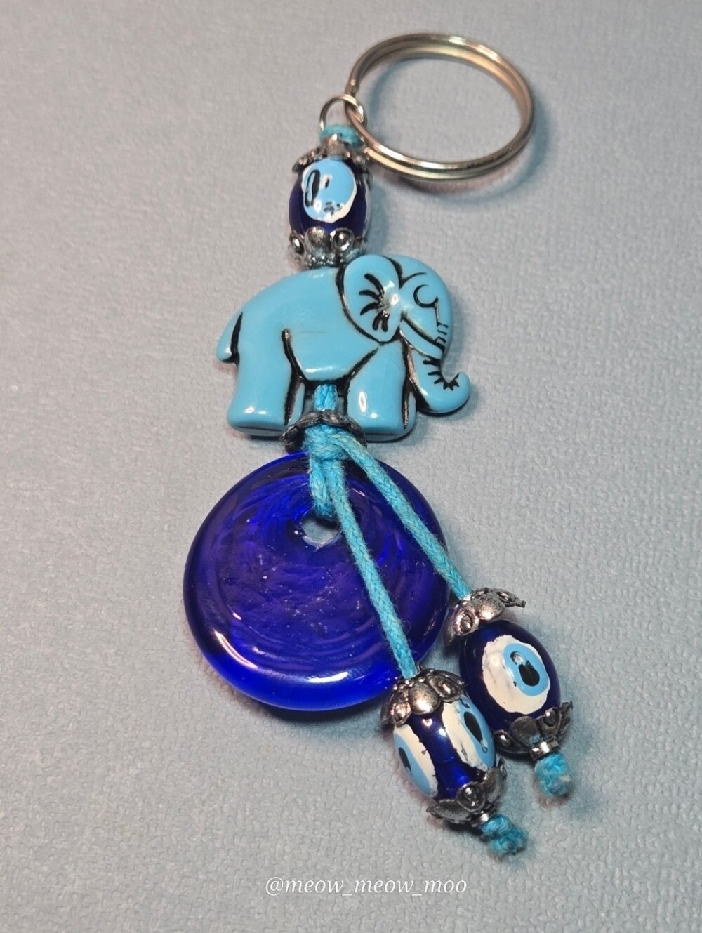 1 It Blue Elephant Keychain with Trunks Up - Picture 4 of 8